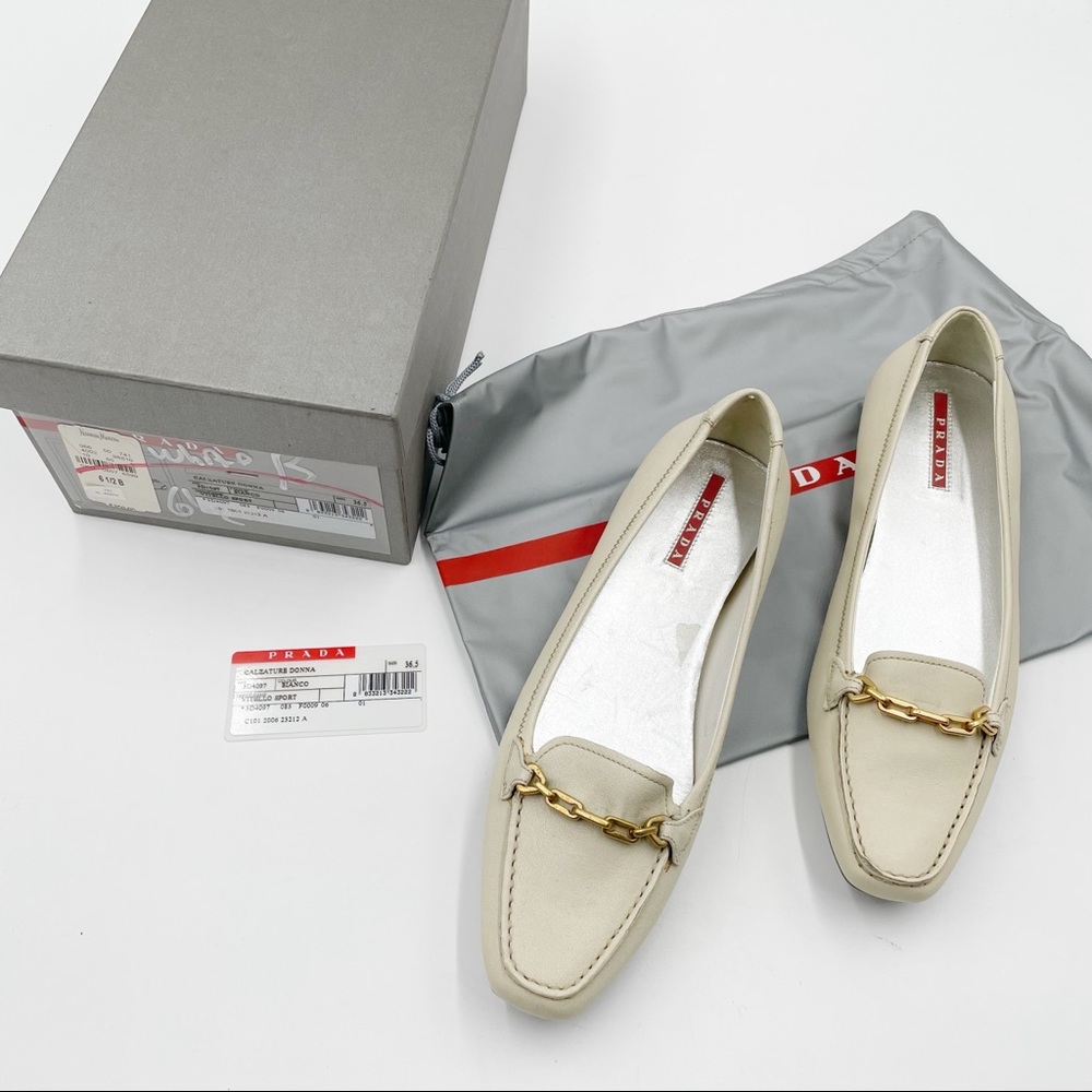 Prada Driving Loafers Ivory Leather